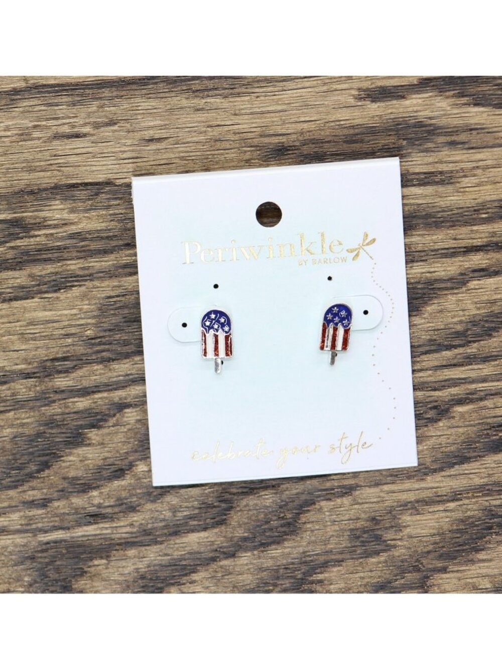 NWT Periwinkle by Barlow America Popsicle Earrings Red / White / Blue .5 in.